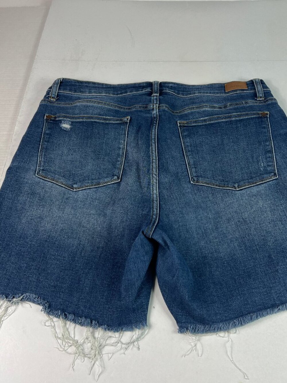 Judy Blue Jean Short Women Plus 37* High Rise Mid Thigh Blue Denim Jorts Tag 1XL - Picture 6 of 15